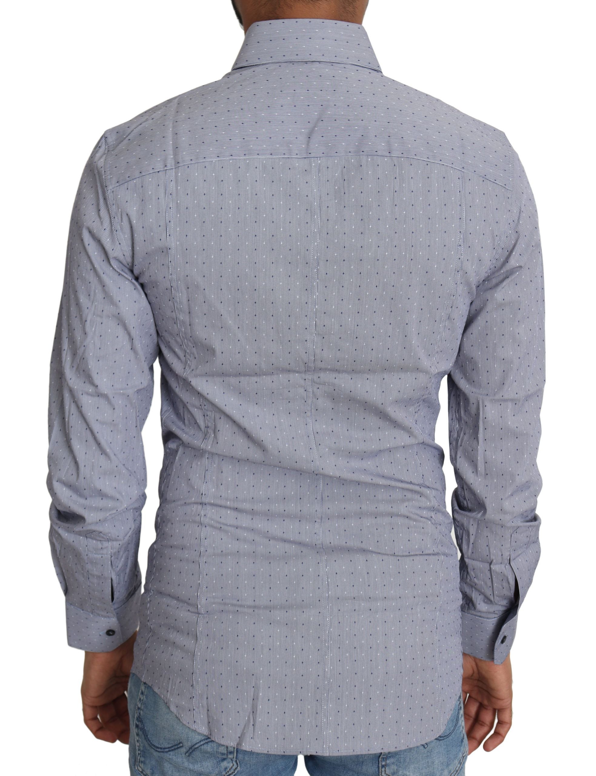 Dolce & Gabbana Gray Dotted Semi Fitted Formal SICILIA Men's Shirt