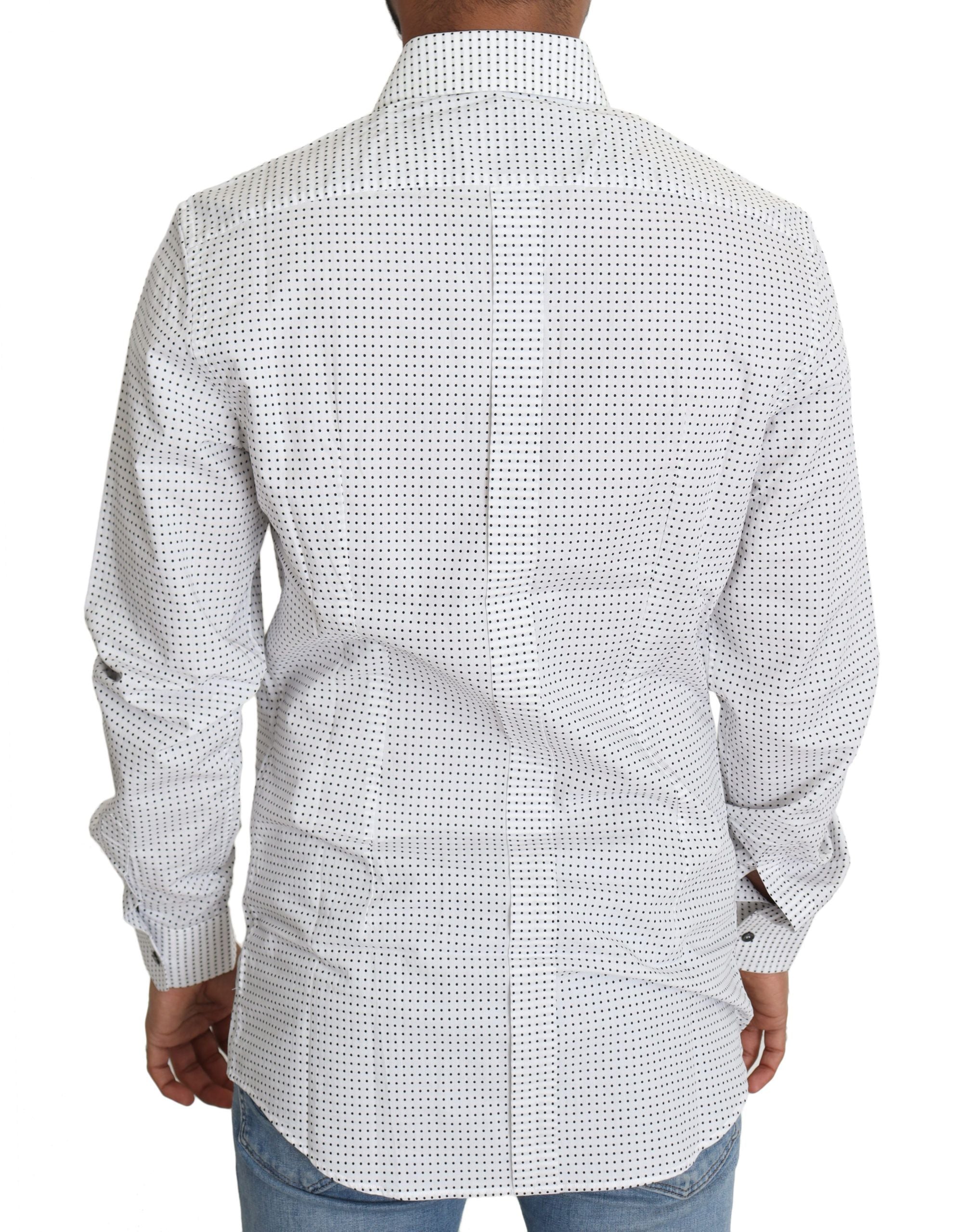 Dolce & Gabbana Black White Polka Dots Dress Men's Shirt
