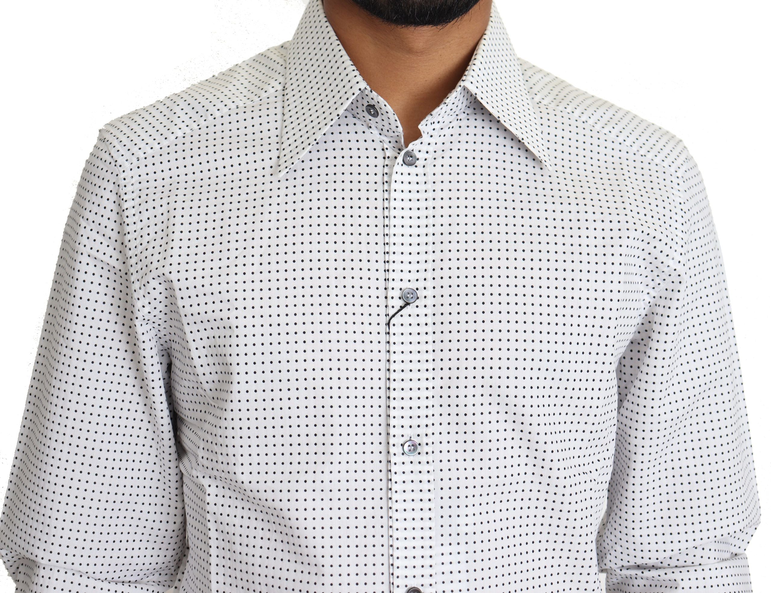Dolce & Gabbana Black White Polka Dots Dress Men's Shirt