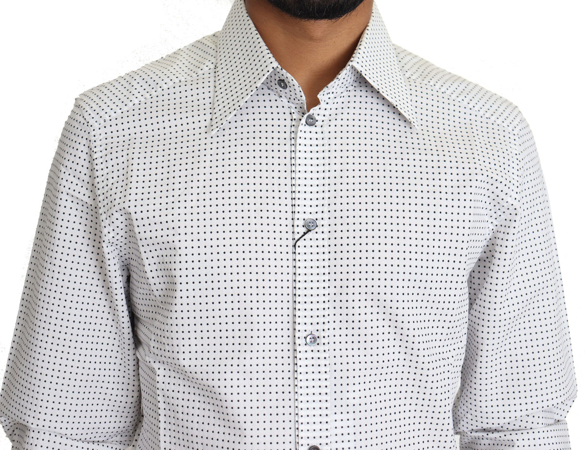Dolce & Gabbana Black White Polka Dots Dress Men's Shirt