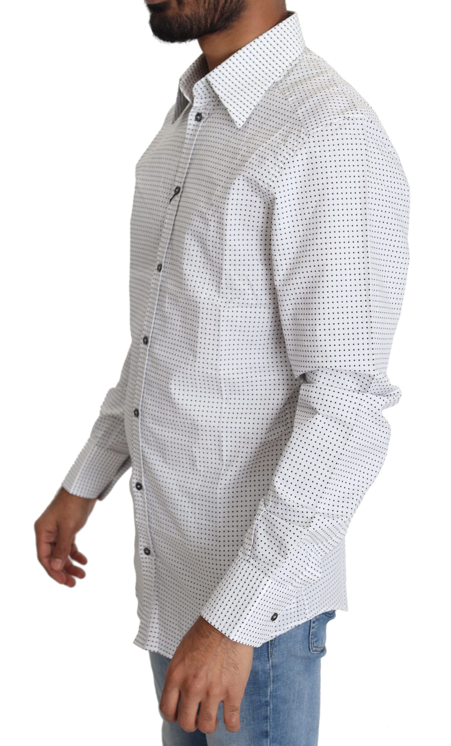 Dolce & Gabbana Black White Polka Dots Dress Men's Shirt