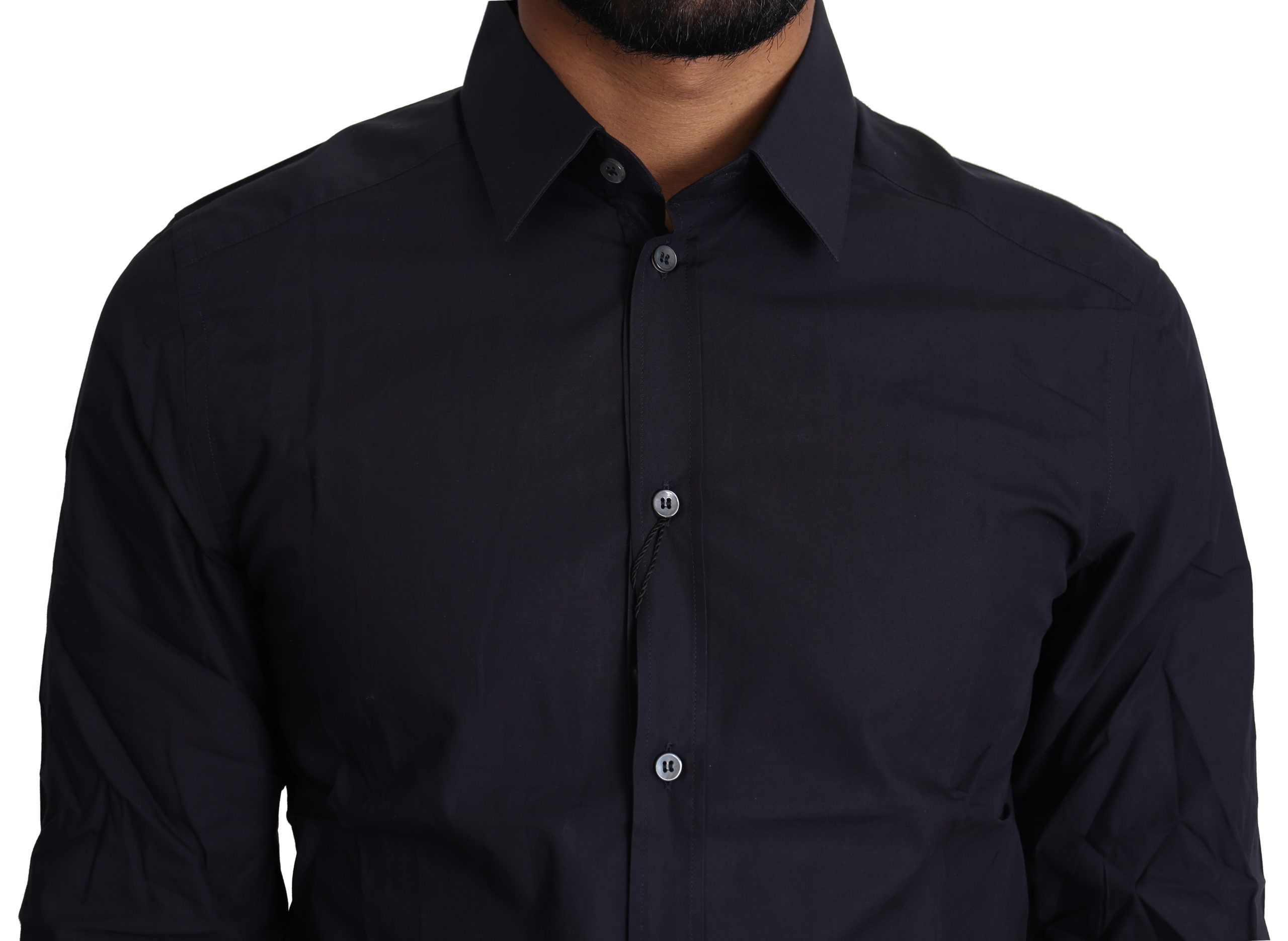 Dolce & Gabbana Navy Blue Cotton Formal Dress Men's Shirt