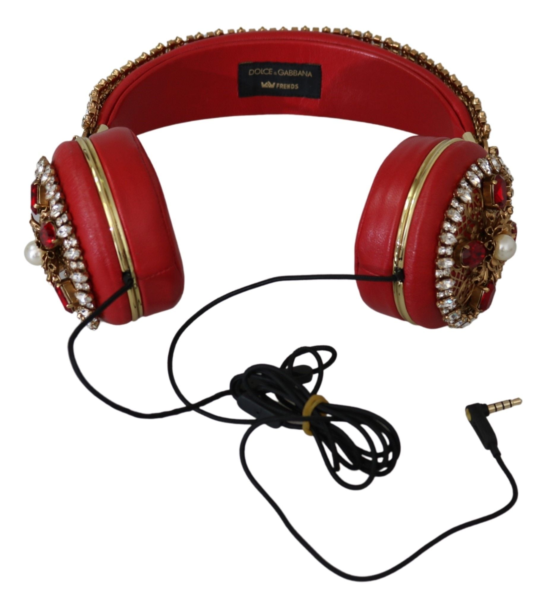 Dolce & Gabbana Exquisite Red Crystal Leather Women's Headphones