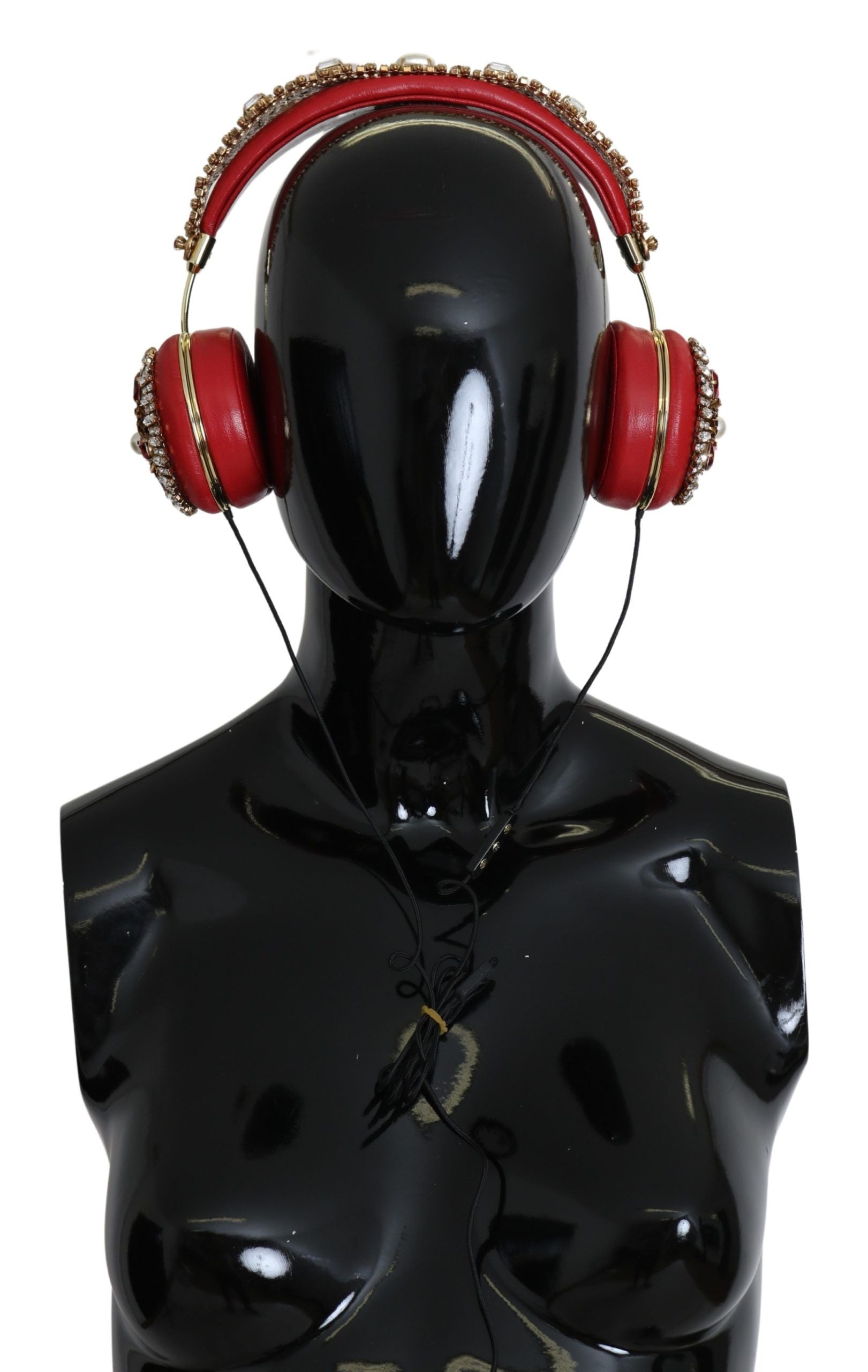 Dolce & Gabbana Exquisite Red Crystal Leather Women's Headphones