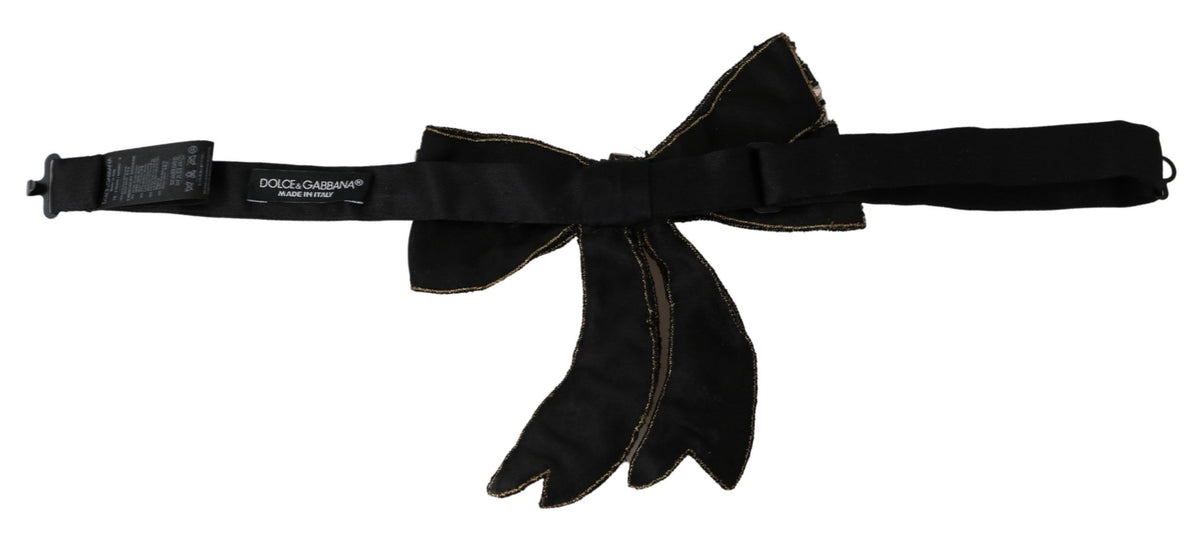 Dolce & Gabbana Gold Tone Silk Rhinestone Embellished Women Women's Bowtie
