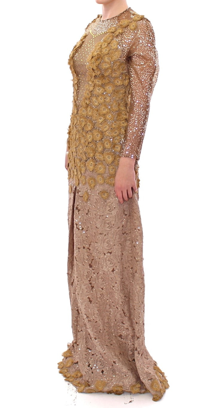 Lanre Da Silva Ajayi GOLD Long Lace Maxi Crystal Women's Dress