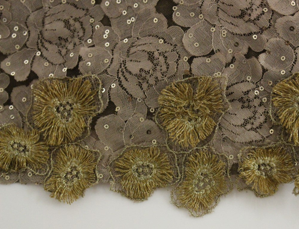 Lanre Da Silva Ajayi Exquisite Gold Lace Maxi Dress with Women's Crystals