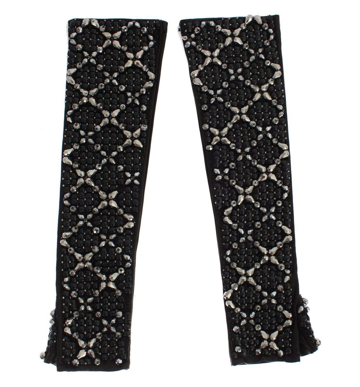 Dolce & Gabbana Elegant Crystal Beaded Leather Women's Gloves