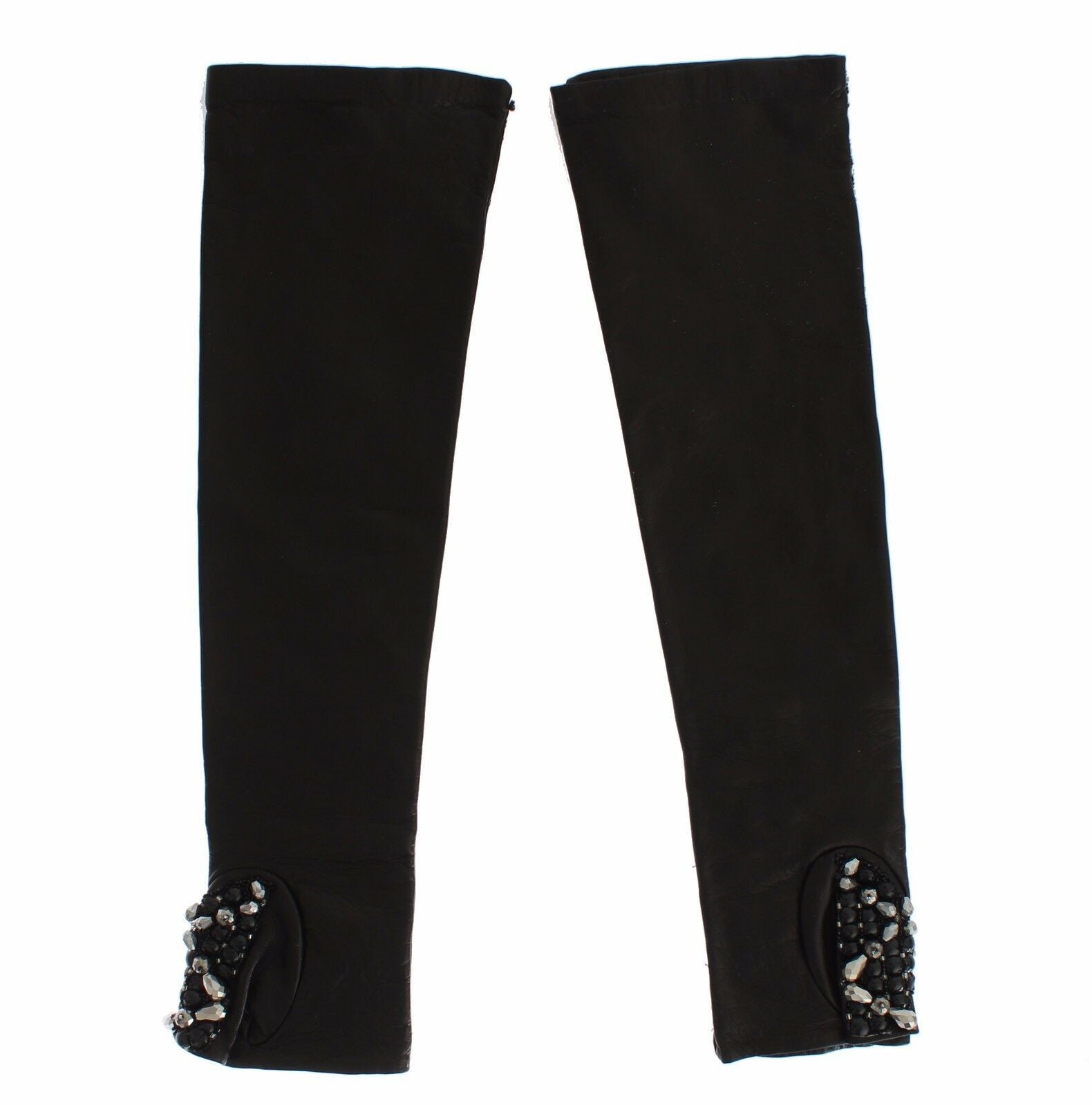 Dolce & Gabbana Elegant Crystal Beaded Leather Women's Gloves