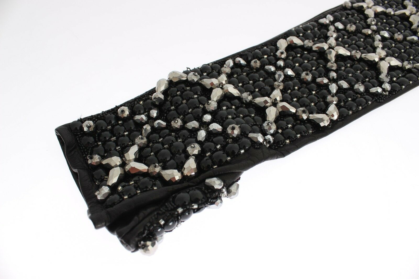 Dolce & Gabbana Elegant Crystal Beaded Leather Women's Gloves