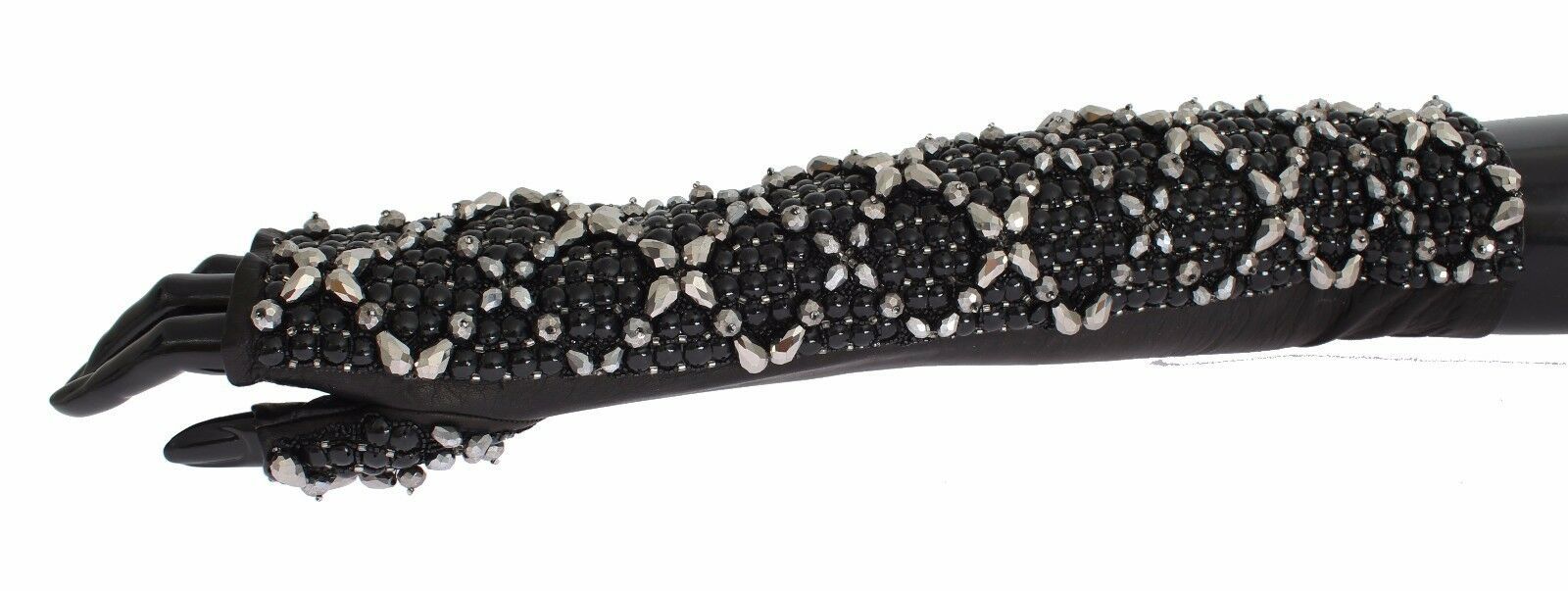 Dolce & Gabbana Elegant Crystal Beaded Leather Women's Gloves