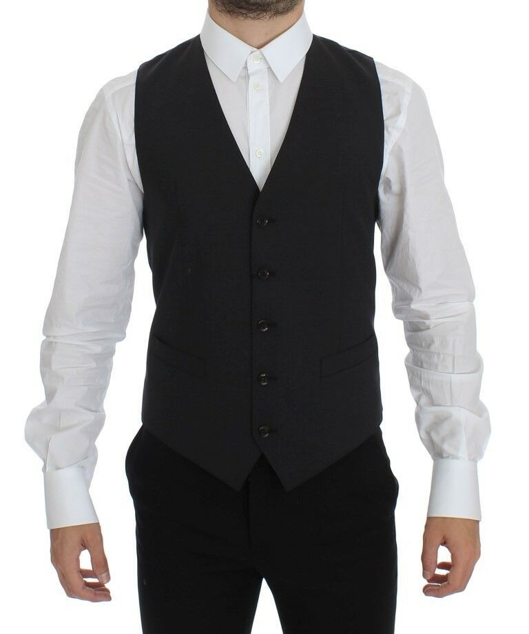 Dolce & Gabbana Gray Wool Stretch Dress Blazer Men's Vest