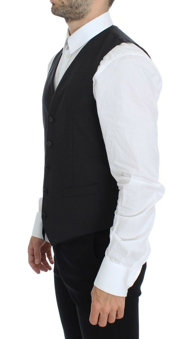 Dolce & Gabbana Gray Wool Stretch Dress Blazer Men's Vest