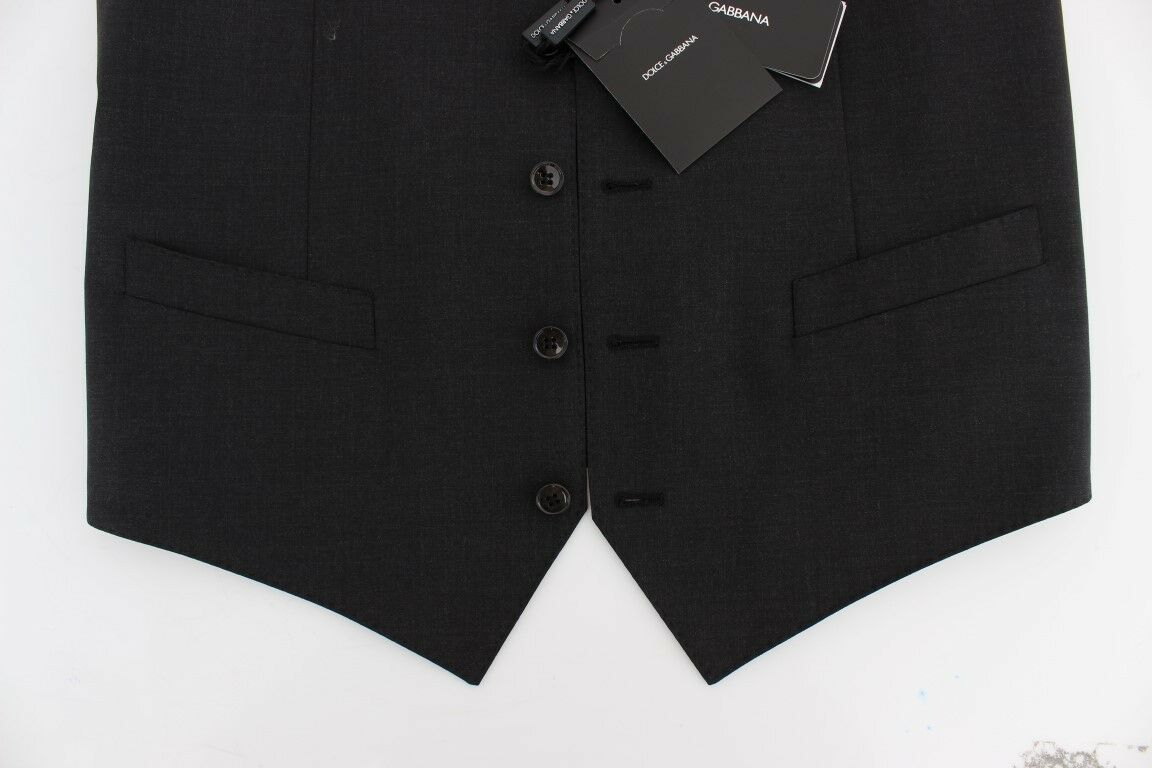 Dolce & Gabbana Gray Wool Stretch Dress Blazer Men's Vest