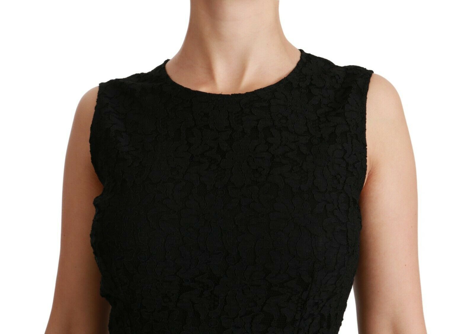 Dolce & Gabbana Black Floral Lace Sheath Gown Women's Dress