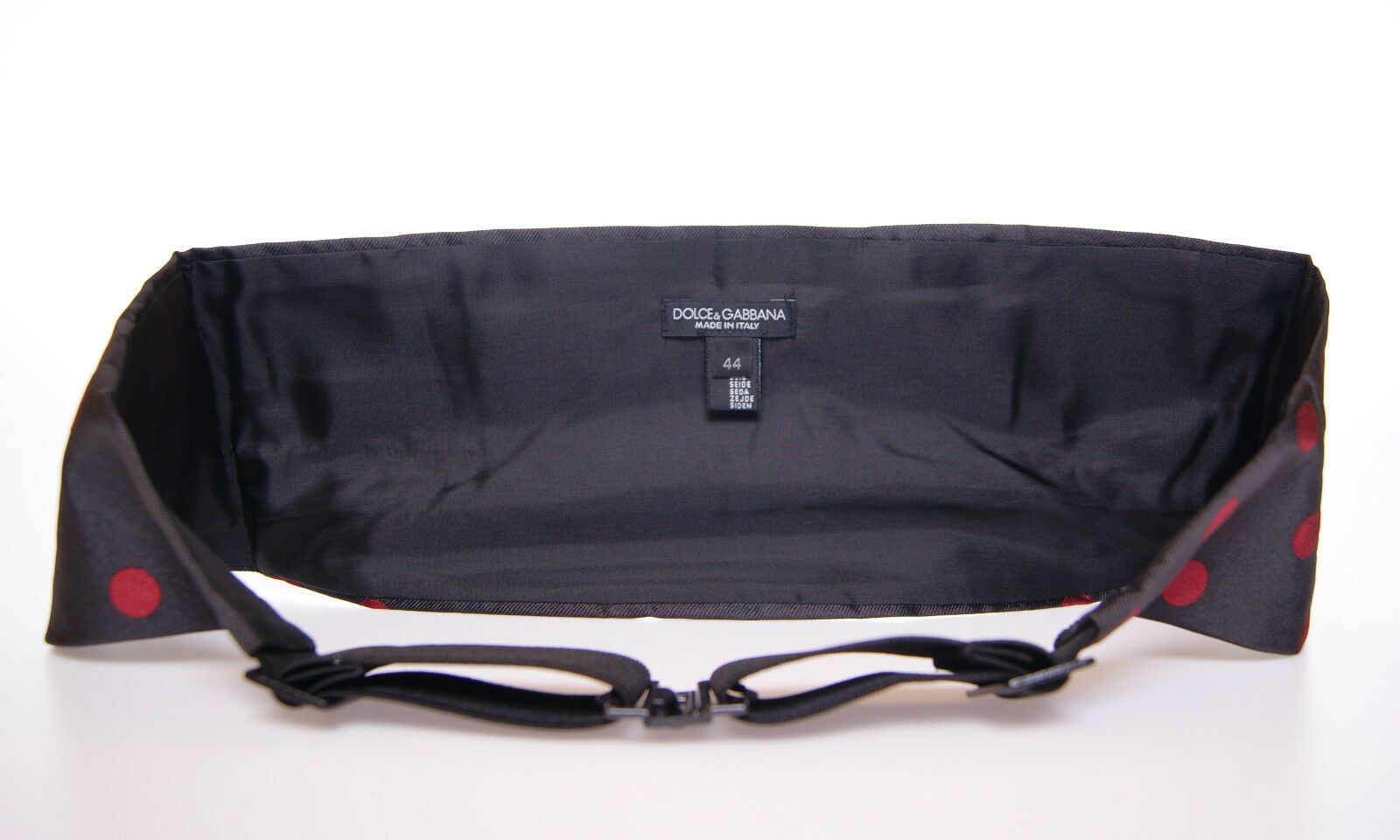 Dolce & Gabbana Exquisite Black Silk Cummerbund with Red Polka Men's Dots