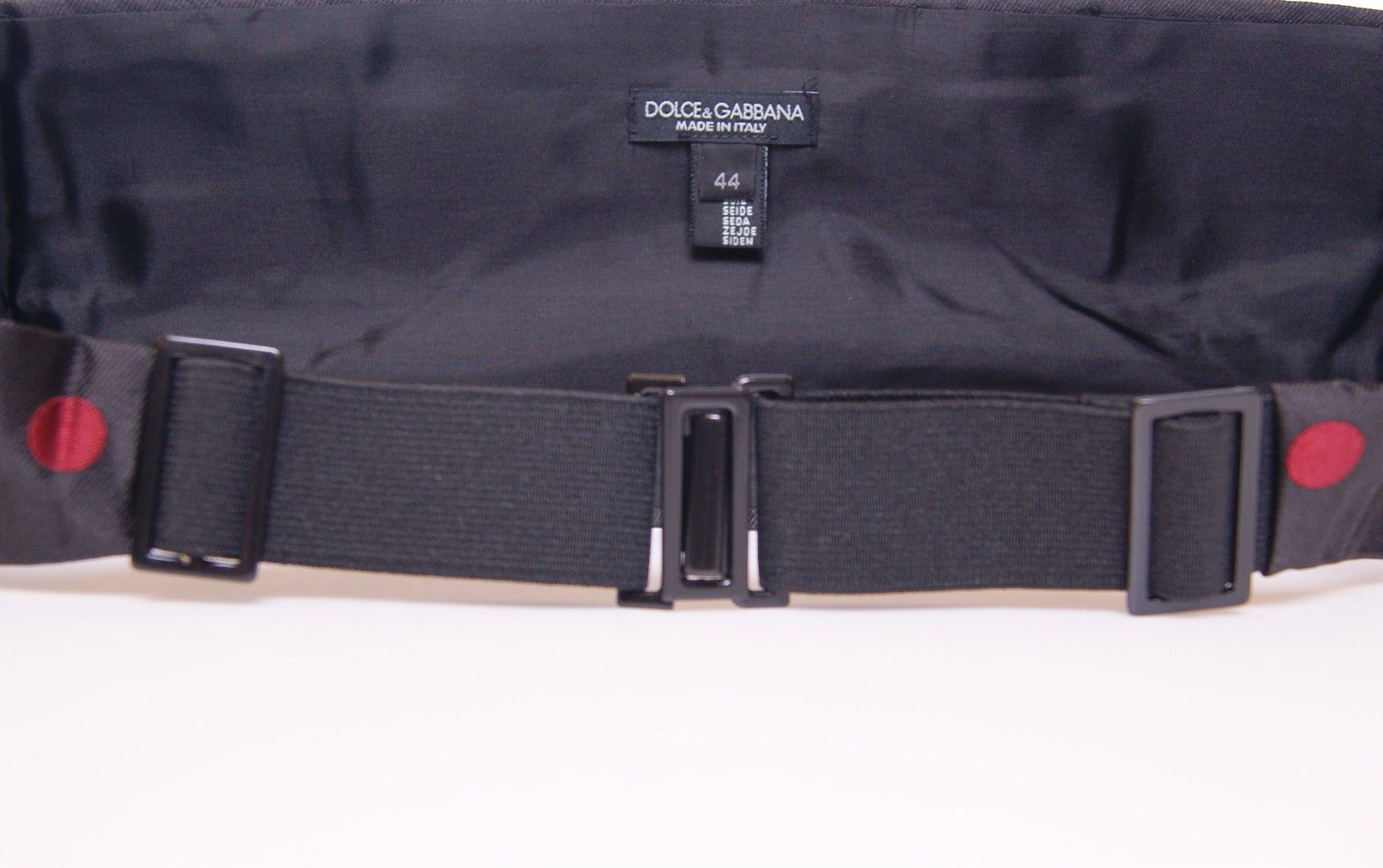 Dolce & Gabbana Exquisite Black Silk Cummerbund with Red Polka Men's Dots