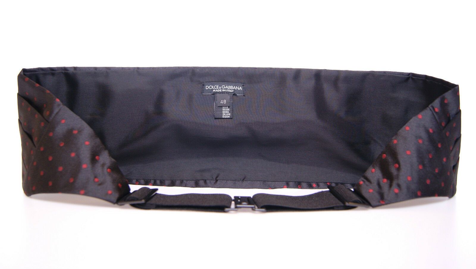 Dolce & Gabbana Elegant Silk Black Cummerbund with Red Polka Men's Dots