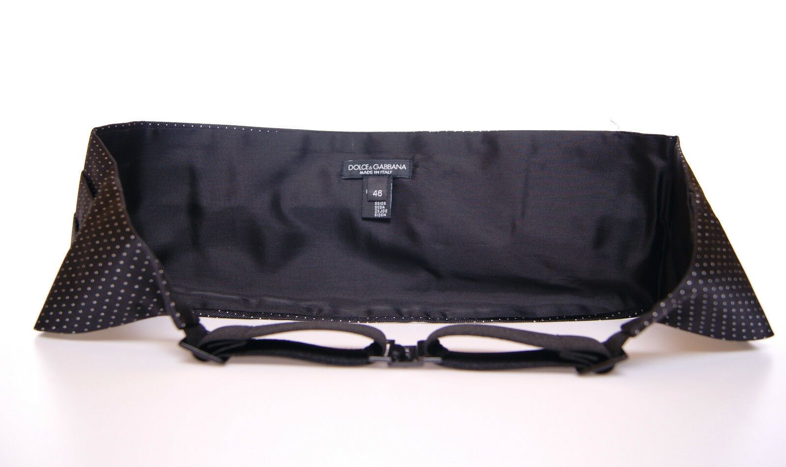 Dolce & Gabbana Elegant Black Silk Cummerbund with Polka Men's Dots