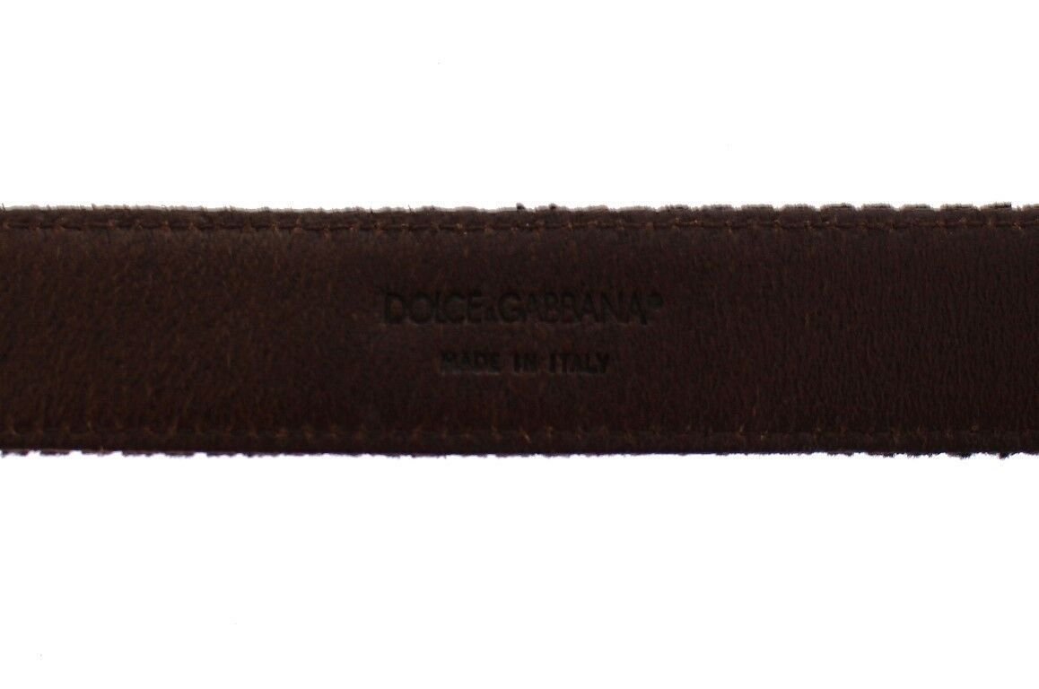 Dolce & Gabbana Brown Leather Logo Cintura Gürtel Men's Belt