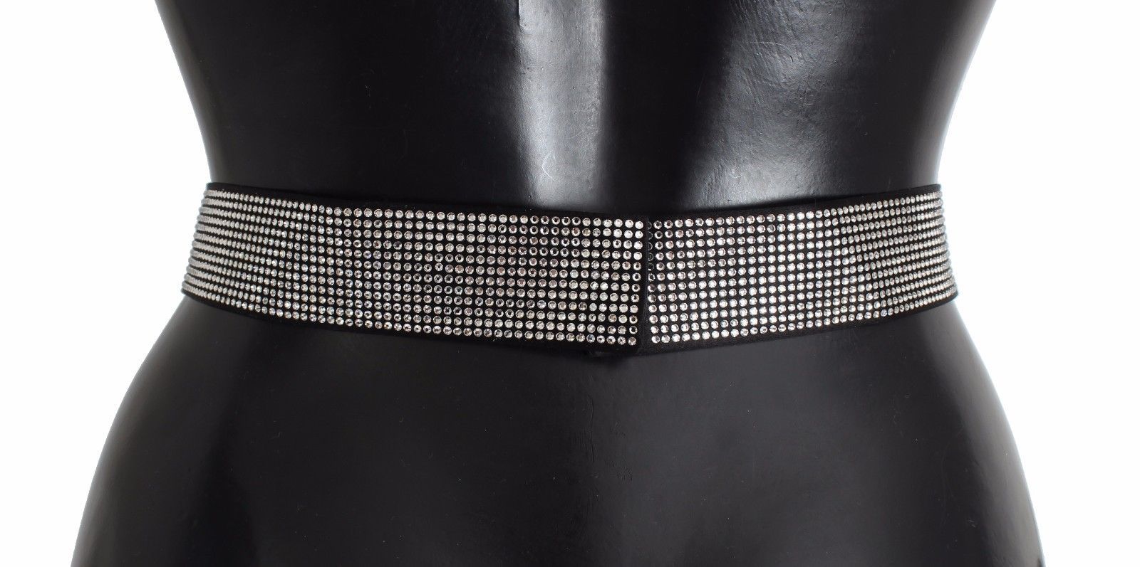 Dolce & Gabbana Black Silk Clear Crystal Bow Waist Men's Belt