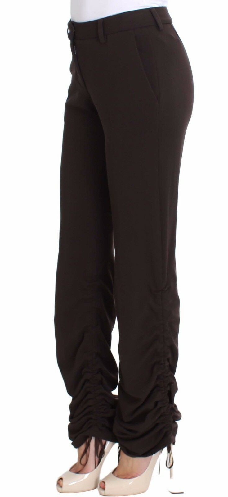 Ermanno Scervino Brown Stretch Casual Trousers Women's Pants