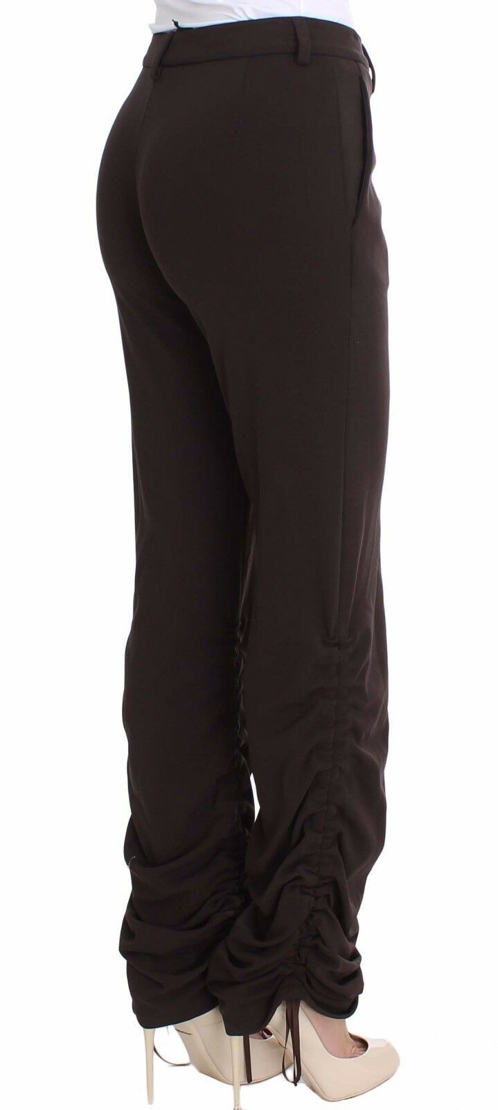 Ermanno Scervino Brown Stretch Casual Trousers Women's Pants
