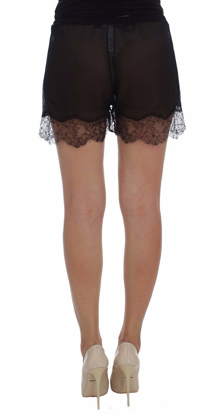 Dolce & Gabbana Elegant Black Floral Lace Silk Women's Shorts