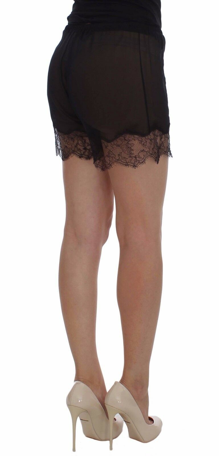Dolce & Gabbana Elegant Black Floral Lace Silk Women's Shorts