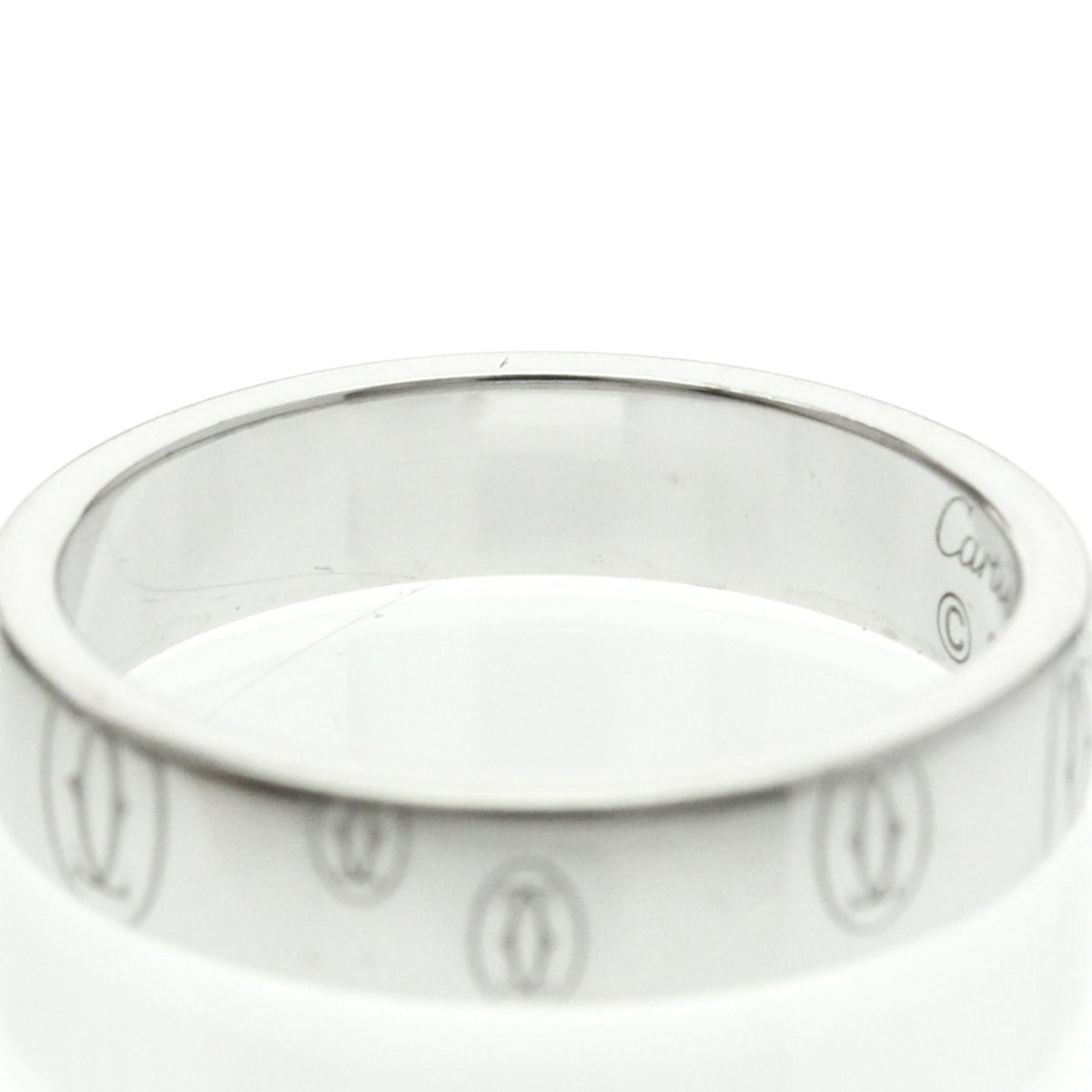 Cartier Logo De Cartier Band 18K White Gold Silver White_Gold Ring Jewelry (Pre-Owned)