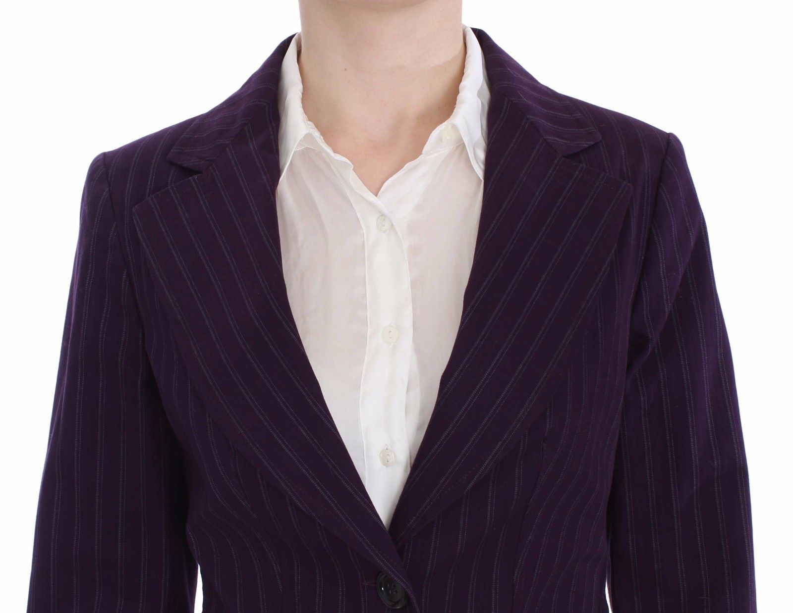 BENCIVENGA Purple Striped Stretch Coat Blazer Pants Women's Suit