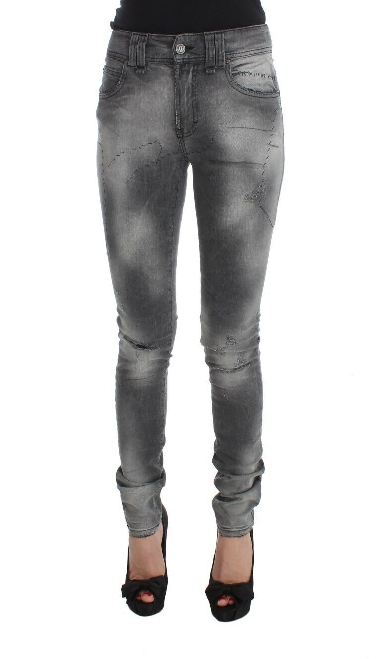 John Galliano Gray Wash Cotton Blend Slim Fit Denim Jeans Women's Pants