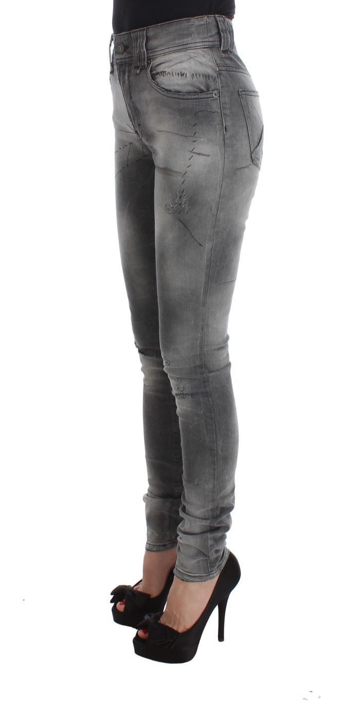 John Galliano Gray Wash Cotton Blend Slim Fit Denim Jeans Women's Pants