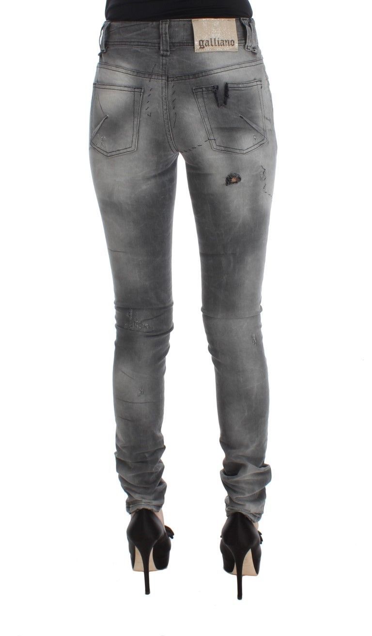 John Galliano Gray Wash Cotton Blend Slim Fit Denim Jeans Women's Pants