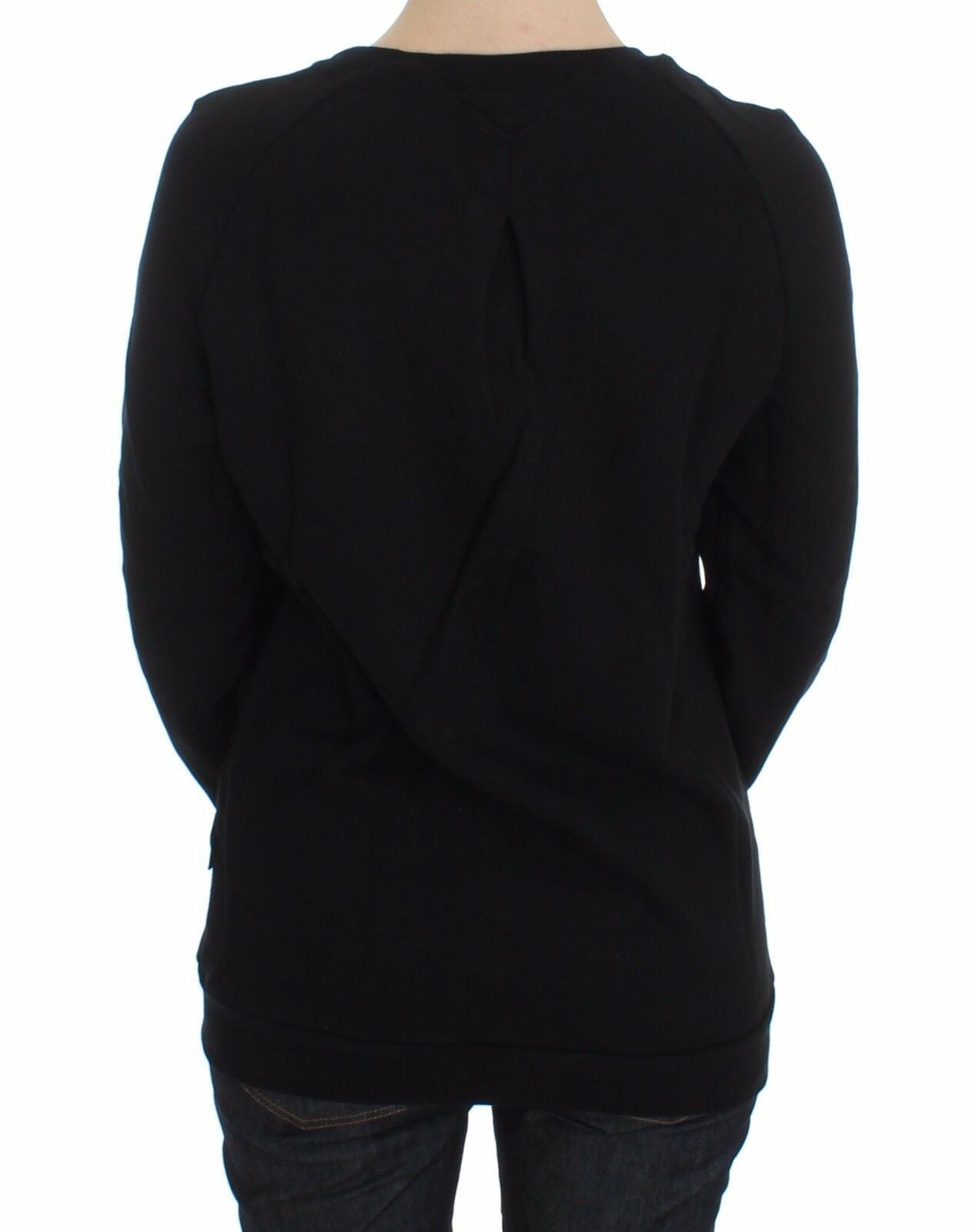 Exte Chic Skull Motif Crew-Neck Cotton Women's Sweater
