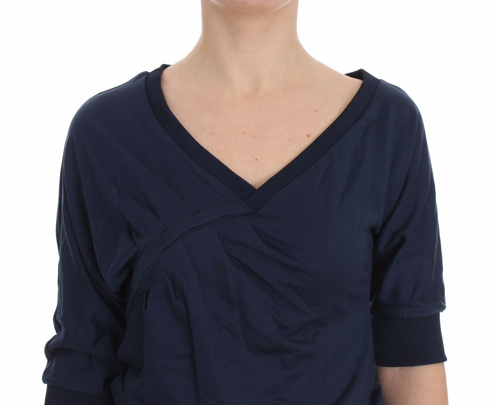 Exte Elegant Deep V-Neck Sweater in Women's Blue