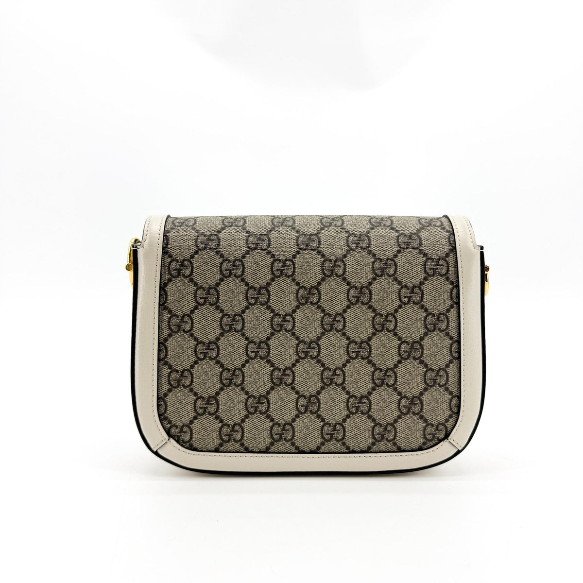 Gucci Horsebit 1955 Gg Coated Canvas With Leather White Canvas Shoulder Bag Bag (Pre-Owned)