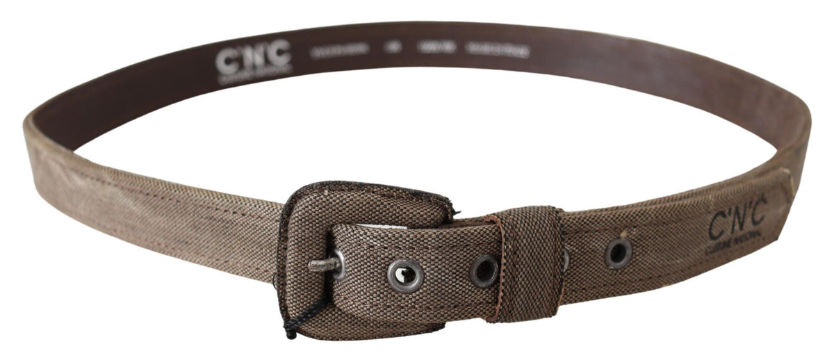 Costume National Brown Leather Logo Buckle Waist Men's Belt