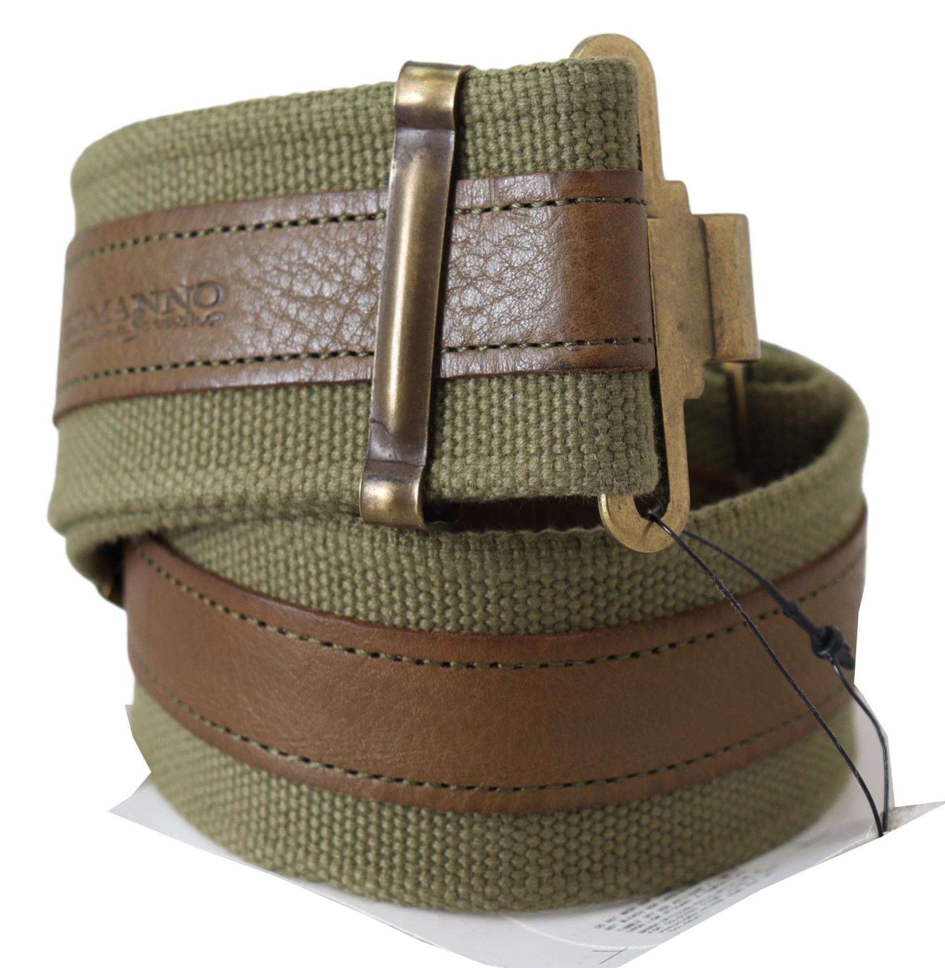 Ermanno Scervino Green Leather Rustic Bronze Buckle Army Women's Belt
