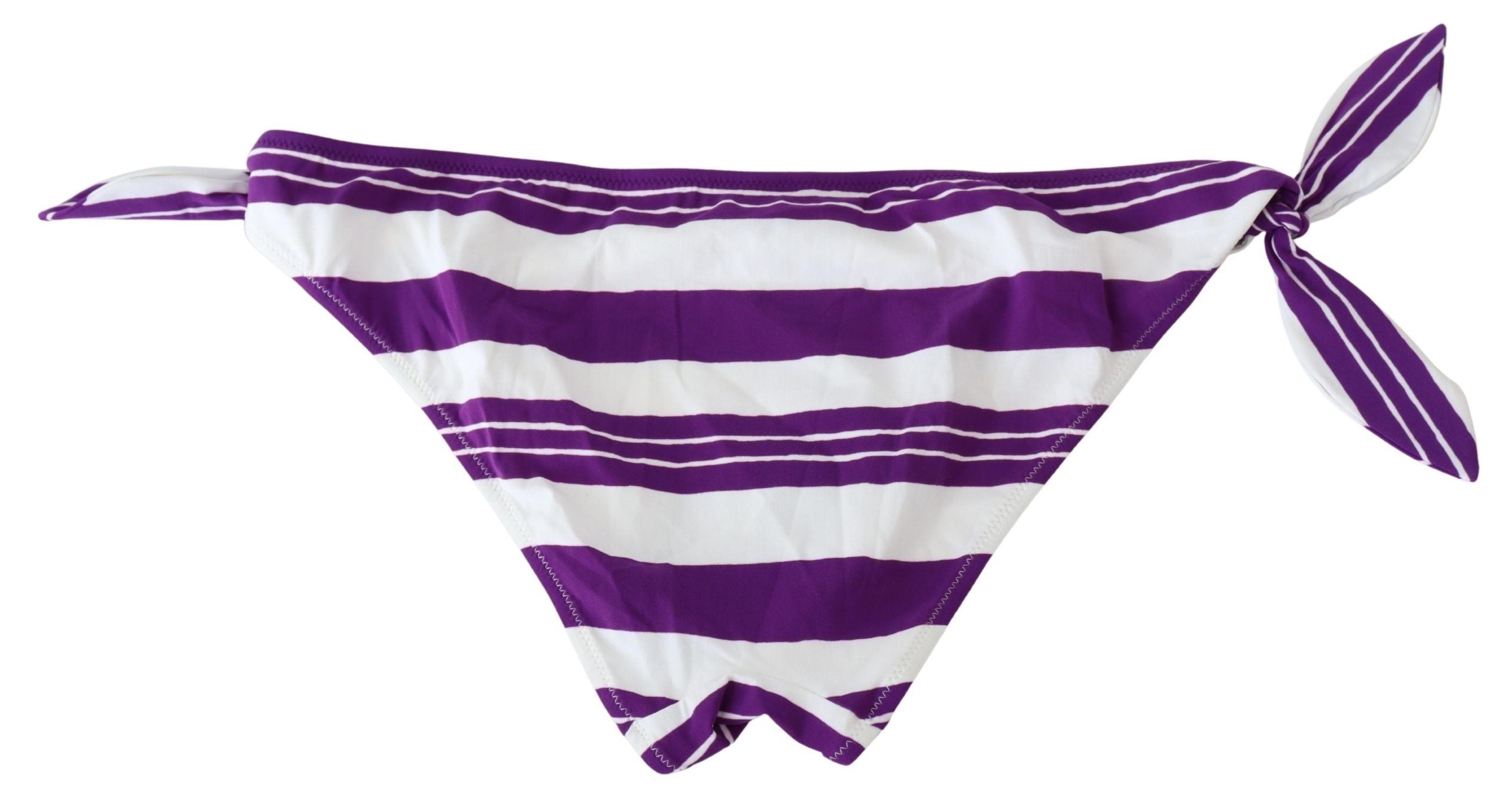 Dolce & Gabbana Purple White Stripes Beachwear Bikini Women's Bottom