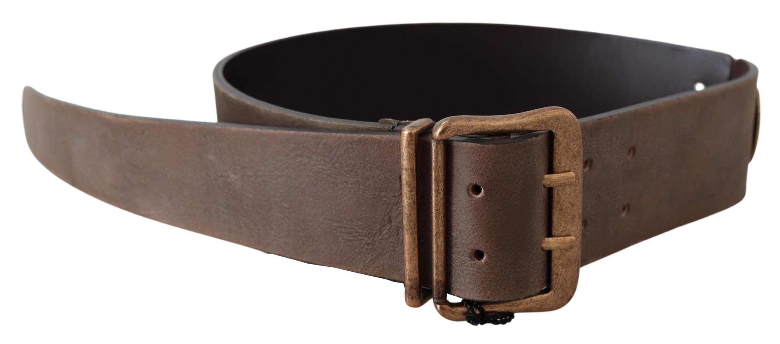Ermanno Scervino Brown Leather Wide Bronze Buckle Waist Women's Belt