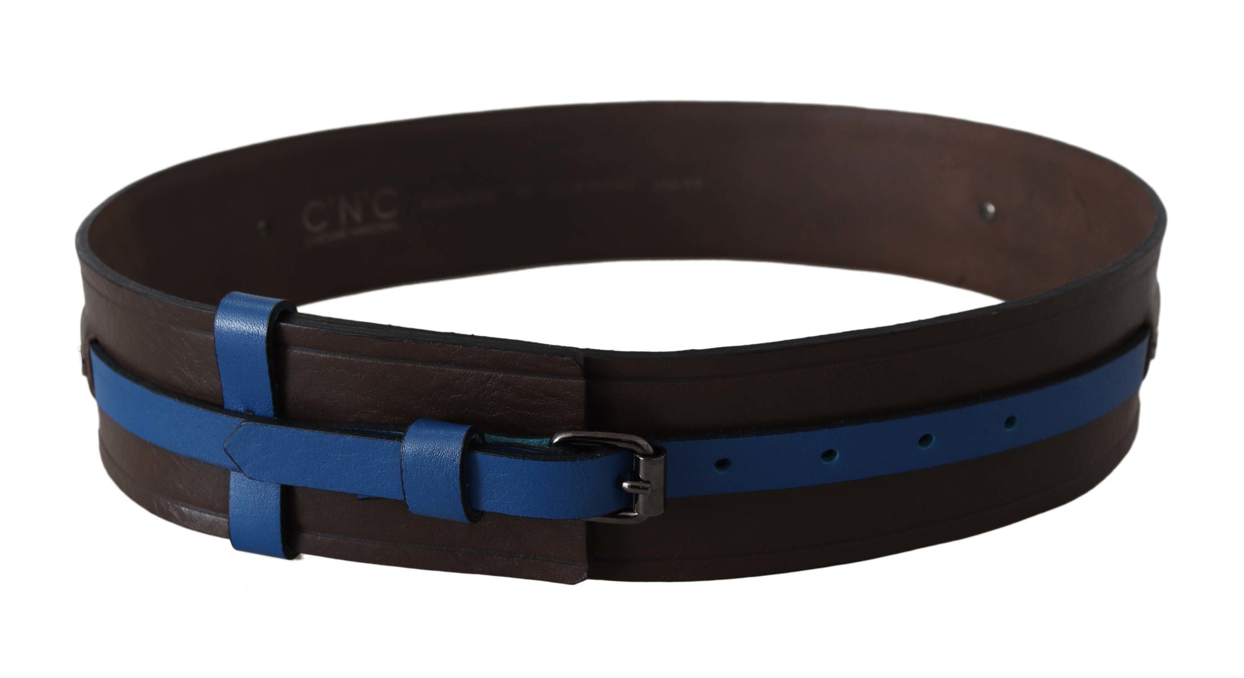 Costume National Brown Thin Blue Line Leather Buckle Women's Belt