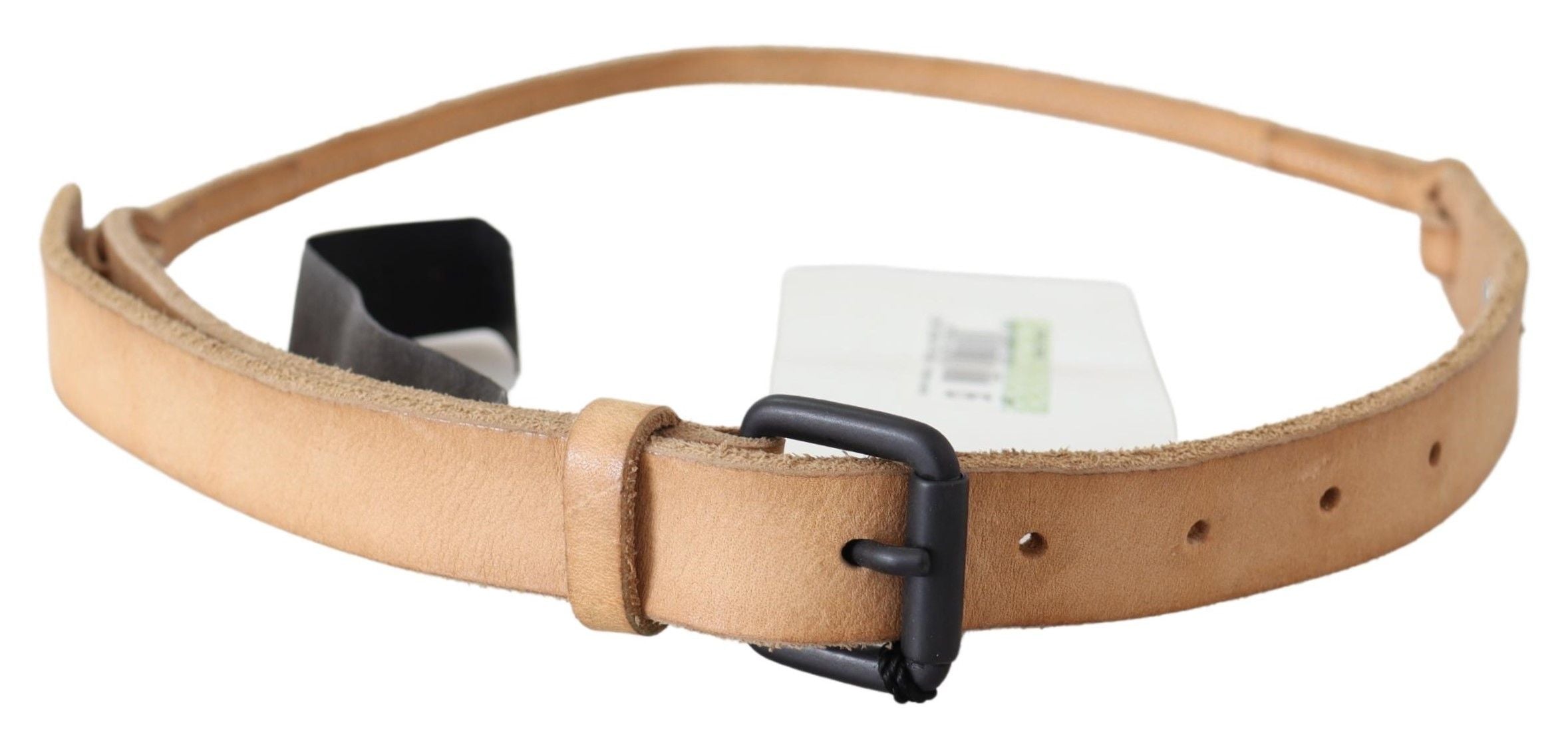 Scervino Street Light Brown Slim Leather Black Logo Buckle Women's Women's Belt