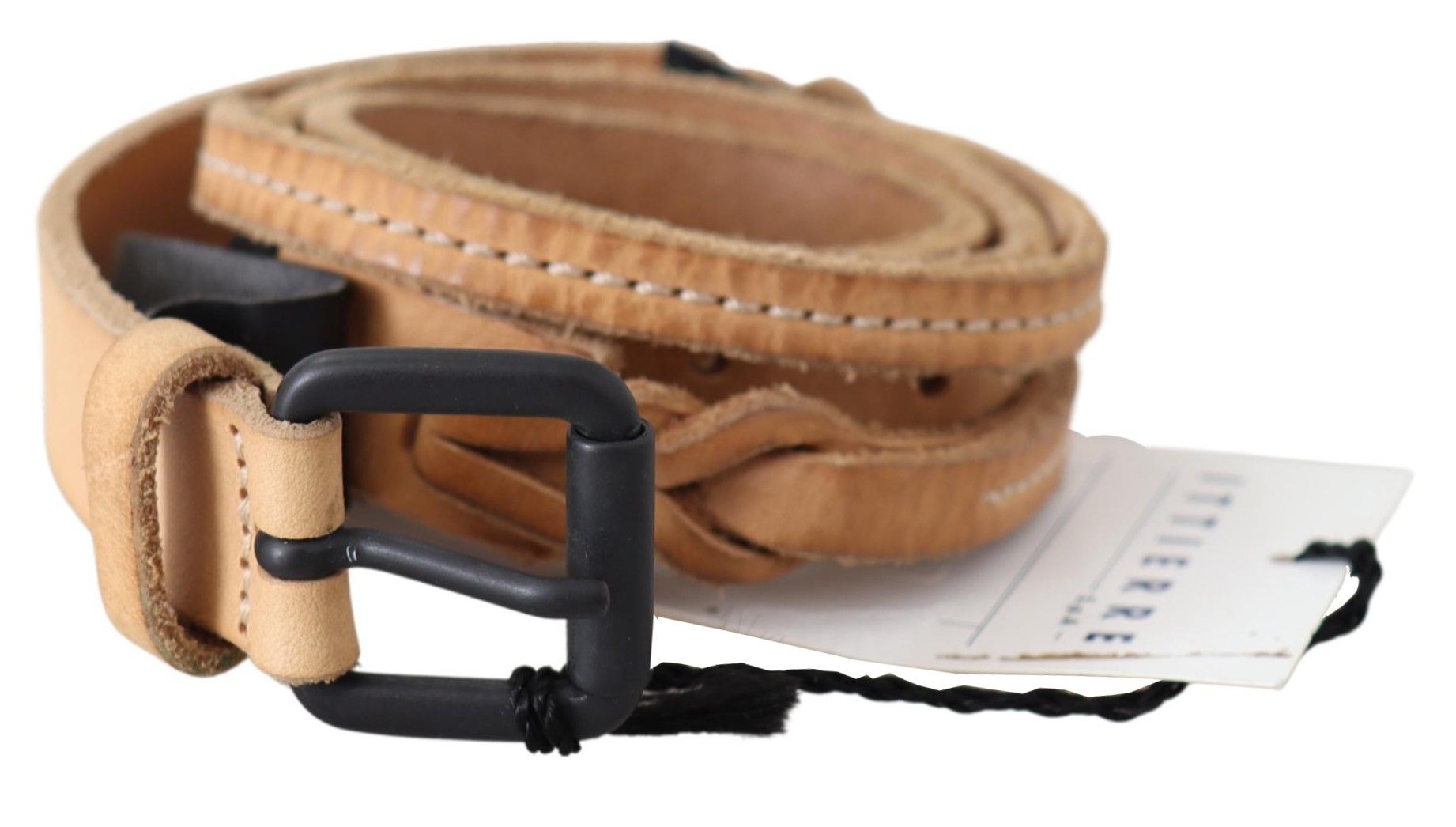 Scervino Street Light Brown Slim Leather Black Logo Buckle Women's Women's Belt