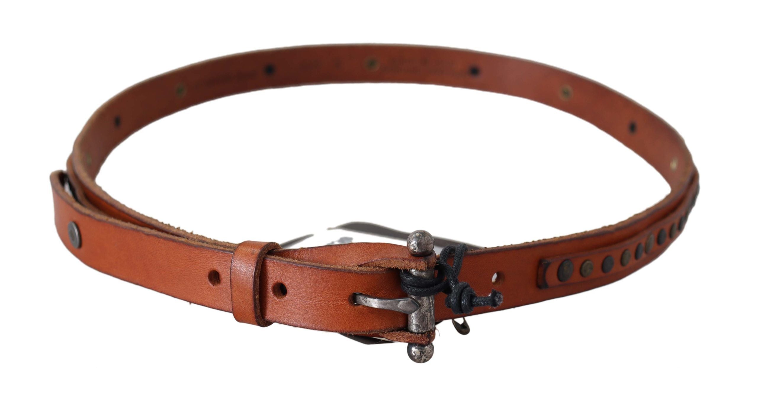 Scervino Street Brown Genuine Leather Rustic Silver Buckle Women's Belt