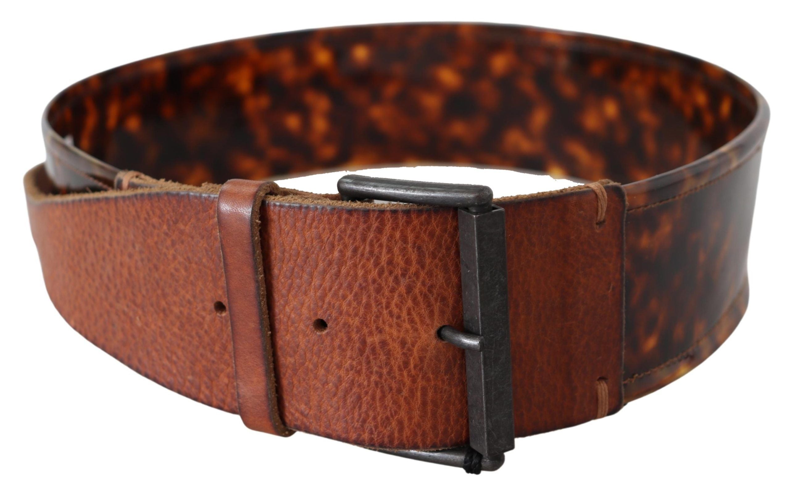 Ermanno Scervino Dark Brown Leather Wide Buckle Women's Belt
