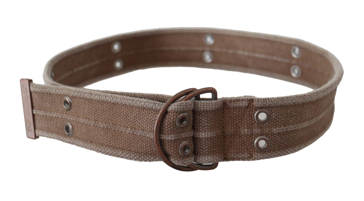 Dolce & Gabbana Beige Leather Logo Women's Sling Cintura Buckle Women's Belt