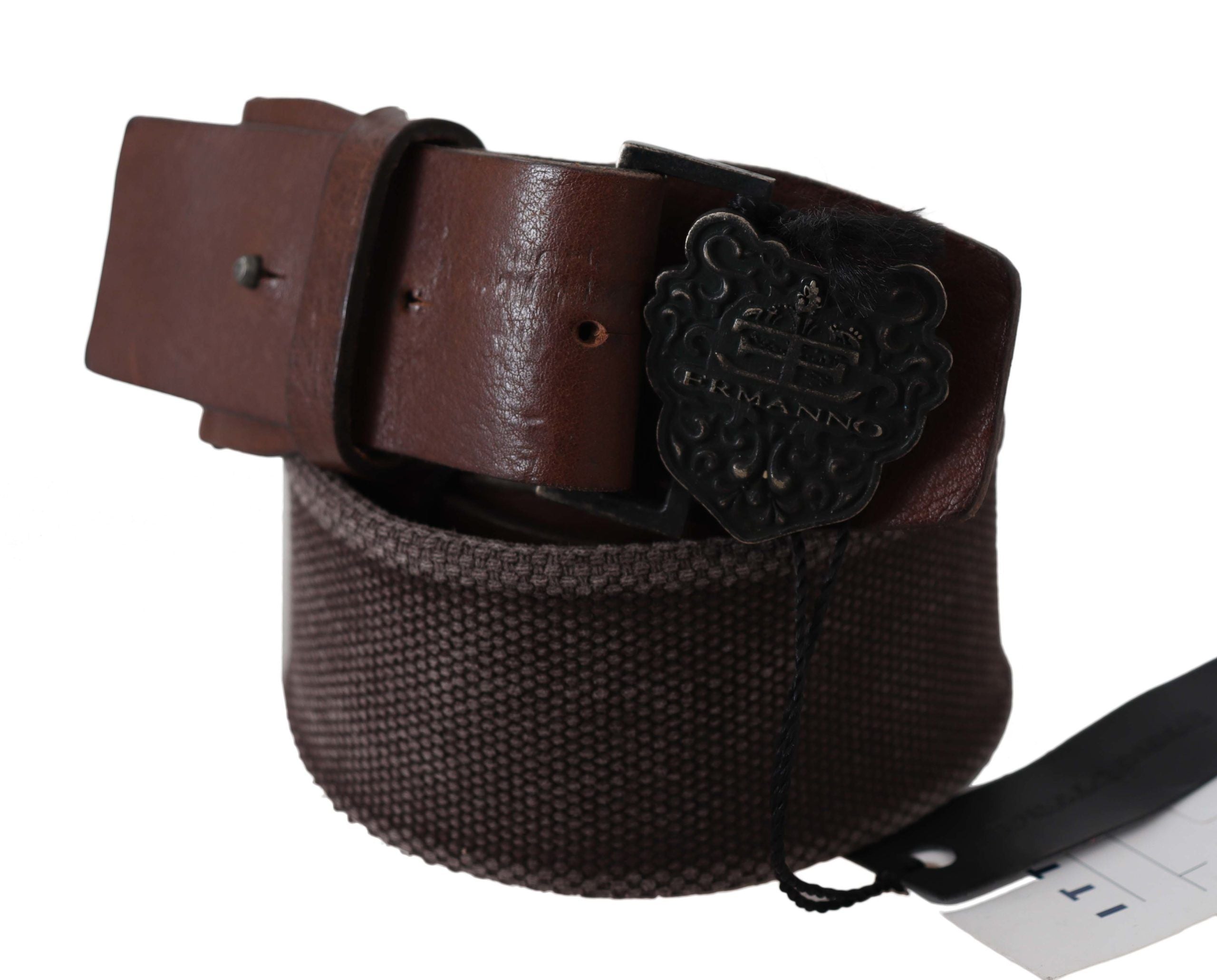 Ermanno Scervino Classic Dark Brown Leather Belt with Logo Women's Buckle