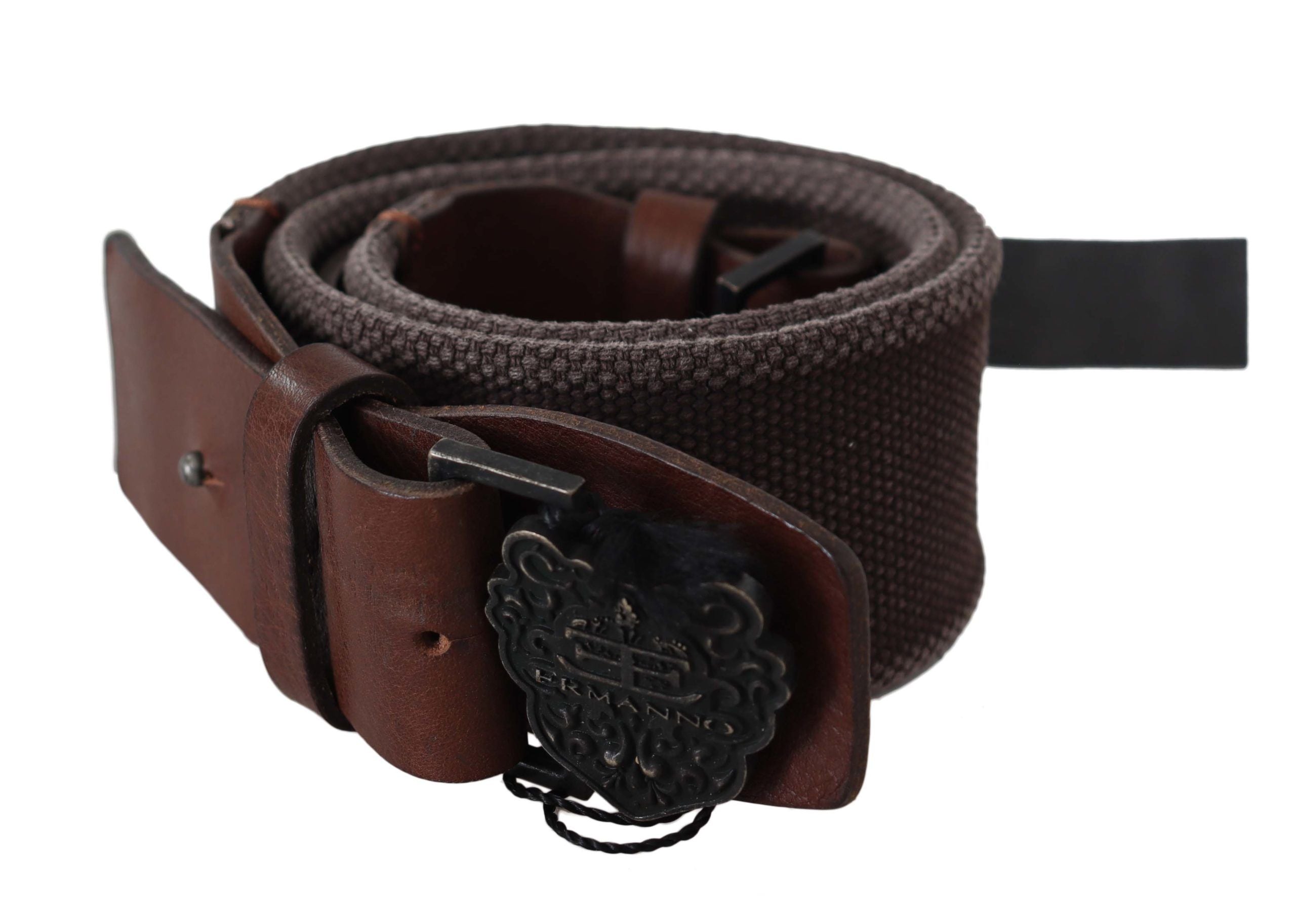 Ermanno Scervino Classic Dark Brown Leather Belt with Logo Women's Buckle