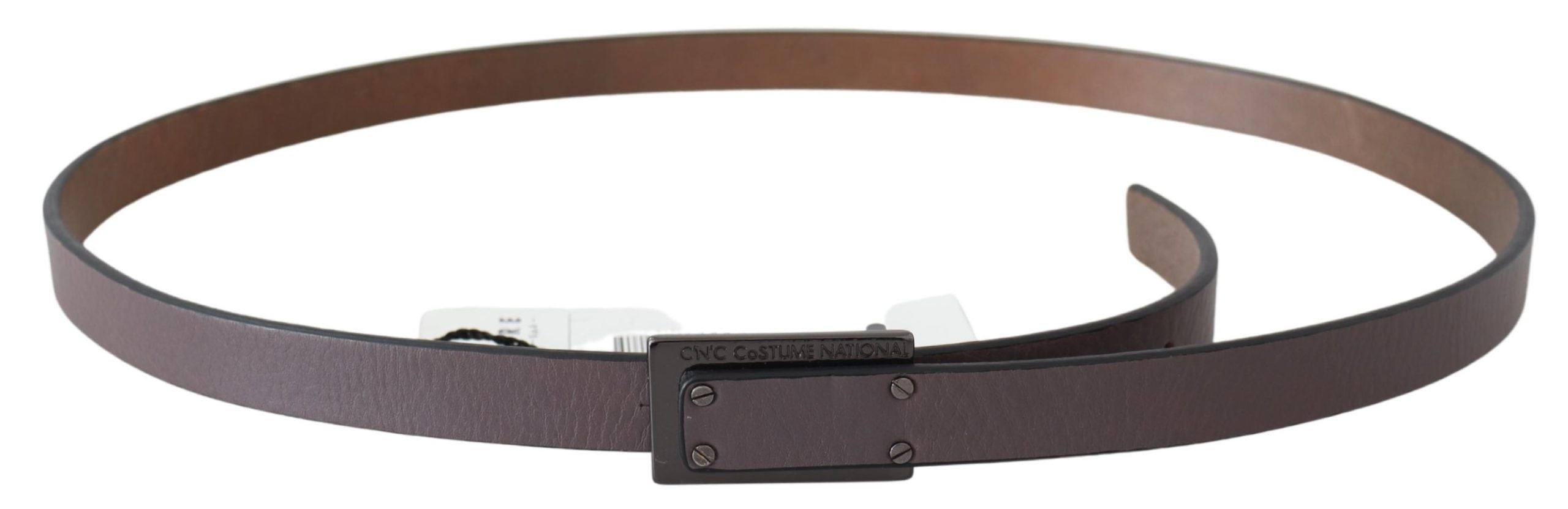 Costume National Brown Leather Tactical Logo Buckle Women's Dark
